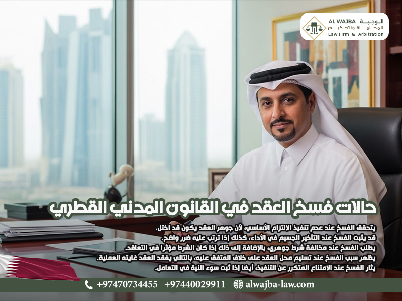 حالات فسخ العقد في القانون المدني القطري